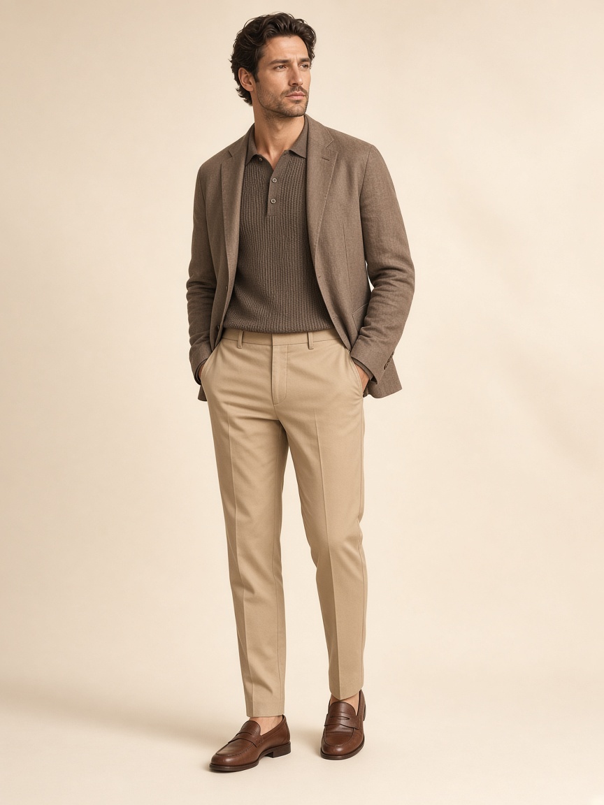 Blazer de esporte fino taupe Eternos.